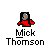 Pixel art character in red shirt with gray head and orange eyes, displayed across multiple poses on a light gray background.