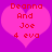 Two identical pink heart-shaped icons with red pixelated text reading 'Deanna And Joe 4 eva' on a purple background.