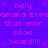 Pixelated purple background with pink text repeating 'holy anana brea that was sooo beard!!!!' and small white stars.