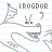 A static image of a cartoonish creature with multiple eyes and sharp teeth on lined notebook paper, labeled 'TROGDOR' above it.
