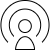 Black and white pixelated icon showing a stylized human figure with three concentric circular signal waves radiating outward from the head against a light gray background.