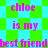 Pixelated text 'chloe is my best friend' repeated across a green and cyan checkered background with visible pixelation artifacts.