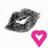 A 4-frame animated contact sheet showing a black-and-white lip image with a pink heart icon on the left, and pixelated text reading "i love you" followed by "and i thought you loved me" on the right against a black background.