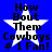 Blue background with white star and black text reading 'How Bout Them Cowboys #1 Fan!' in four identical