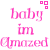 Pink text on white background with four distinct word arrangements and small pink square clusters in corners.