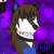 Pixelated anime-style character with brown hair, blue cat ears, and white face mask against purple background.