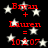 Red text on black background with white stars, displaying 'Bryan + Lauren = 10.2.07' repeated in a pattern