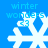 Four white snowflake icons on a blue background with light blue text reading 'winter wonders' and small 'x3' symbols, each icon showing distinct pixelated variations.