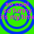 Green background with four blue concentric circles, each containing pink text reading 'so cool so funny its mytimeits mytime' in a repeating pattern.