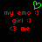 Green pixelated heart symbol above red text reading 'my emo :] girl :] <3 me' on black background.