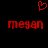 Red pixelated heart symbol above two identical red pixelated text strings on black background.