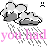 A static image of a cartoon cloud with raindrops above changing pink text reading 'you had you had you had you had a' then 'a a a bad bad', followed by 'bad bad DAY DAY DAY' and ending on 'DAY'.