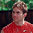 A pixelated image of a person in a red shirt against a dark background with green foliage, next to bright green text reading 'OriginalIcons.com' on a solid green backdrop.