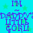 Pixelated text on a cyan background with green stars, reading "I'M DADDY'S LITTLE GURL!" in purple letters.