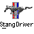 Pixelated icon shows a stylized figure with outstretched limbs against a gray background, featuring red and blue vertical bars on the torso.