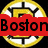 Two identical circular icons with yellow and white patterns, each overlaid with a red banner displaying 'Boston Bruins' in black text.
