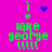 Pixelated green text 'i like george !!!!!' on bright pink background with blue heart and starburst symbols above the text in alternating frames.