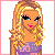 Animated contact sheet of a pixel-art blonde woman with changing expressions and text overlays across 11 frames, featuring purple