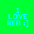 Green background with cyan text reading "I LOVE REB :]" in four showing animation changes