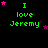 Green text reading 'I love Jeremy' on black background with pink and purple stars, animated star positions across frames.
