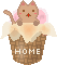 Pixelated cat in waffle cone with pink and white toppings, displaying three distinct facial expressions