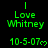 Green text on black background reads 'I Love Whitney' with date '10-5-07' and heart symbol, repeated in