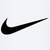 Three black Nike swoosh symbols on a white background with one gray rectangular area.