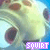 Animated contact sheet showing six frames of a cartoon character's face with changing mouth shapes and text color, each frame displaying the word "SQUIRT" in different colors against a blue background.