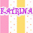Pixelated pink and yellow striped background with purple text 'KATRINA' overlaid on white vertical stripes containing small colored squares.