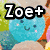 A static buddy icon with four distinct sections: top-left displays 'Zoe+' over a blue heart, top-right shows 'Chloe=' over a purple star, bottom-left features 'FFL's' over a rainbow, and bottom-right is empty.