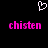 Pixelated white heart symbol above two identical pink text strings on black background.