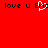 Red background with black text 'love u Eric' repeated, featuring a white pixelated heart symbol replacing the 'i' in 'Eric' on the left side.