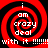 Red and black spiral background with white text reading 'i am crazy deal with it !!!!!' repeated in four quadrants.