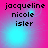 Pixelated text 'jacqueline nicole isler' on a pink-to-blue gradient background with shifting light effects.