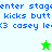 Pixelated text and star icons on split green-and-white backgrounds with blue lettering.