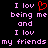 Pixelated text in pink and red on black background with a heart symbol replacing 'love' in the left section.