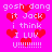Pixelated pink background with red hearts and repeated white text reading "gosh dong gosh dong it Jack i think I LUV U!!!!!!!!" in a pattern