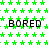 Green star pattern background with repeated black text 'BORED' in a , partially obscured by gray rectangle