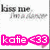 Pixelated text reads 'katie <33' in bright pink with white outline on a white background, above faded gray text.