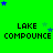 Green background with repeated 'LAKE COMPOUNCE' text and scattered blue and green stars in a pattern