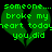 Green pixelated text on a black background forms two broken heart shapes with identical phrases inside.