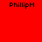 Four display 'PhillipM' text on red, pink, white, and light pink backgrounds with no animation