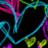 Pixelated heart-shaped design with cyan, magenta, green, and yellow elements on black background, featuring partial text 'Ju' in white.