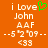 Orange background with white pixelated text reading 'i Love John AAF --5'2'09-- <33', a green heart symbol appears in the top center.