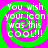 Four identical display a green and pink spiral background with white text reading "You wish your icon was this cool!!!" in pixelated font
