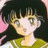 A 48x48 pixel animated buddy icon featuring a split composition with an anime-style character on the left and text elements on the right against a black background.