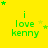Yellow background with green text 'i love kenny' and scattered star shapes in various positions across the frame.