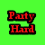 Green background with six distinct text phrases in various colors and fonts arranged in two