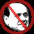 A circular icon with a red border contains a grayscale skull crossed by a red diagonal line, set against a black background.