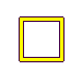 Four yellow-outlined squares on gray background; one square contains red diagonal line, another a red checkmark.